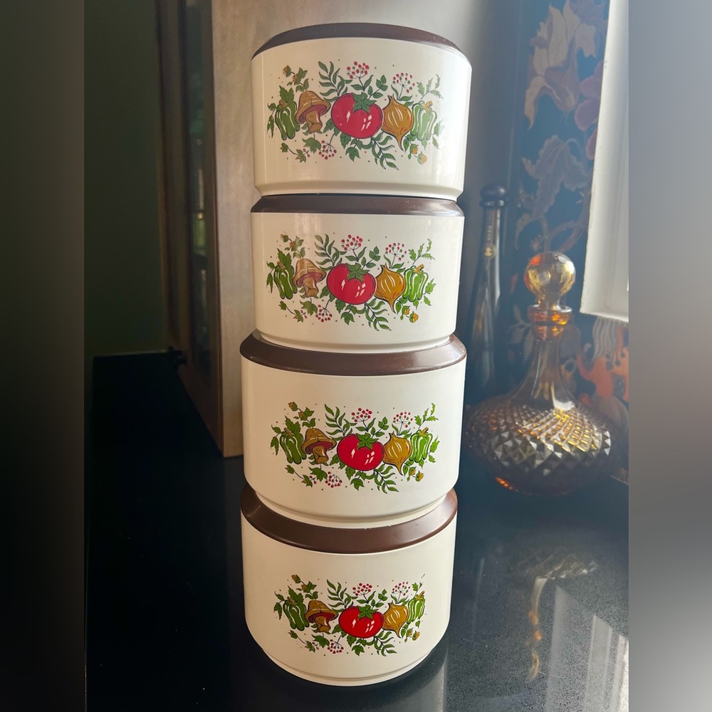 Vintage 1970’s Sterilite “Spice of Life” canister set of (4)